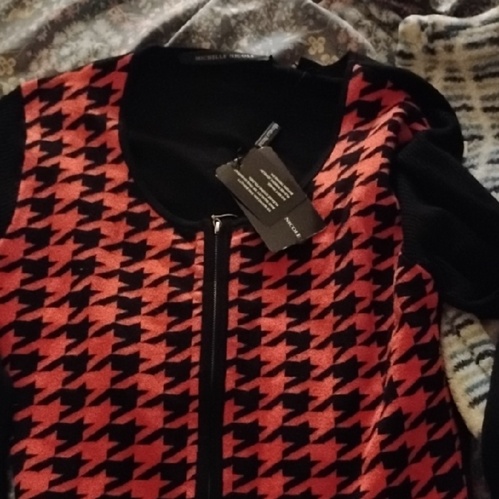Michelle Nicole Women's Red and Black Sweater